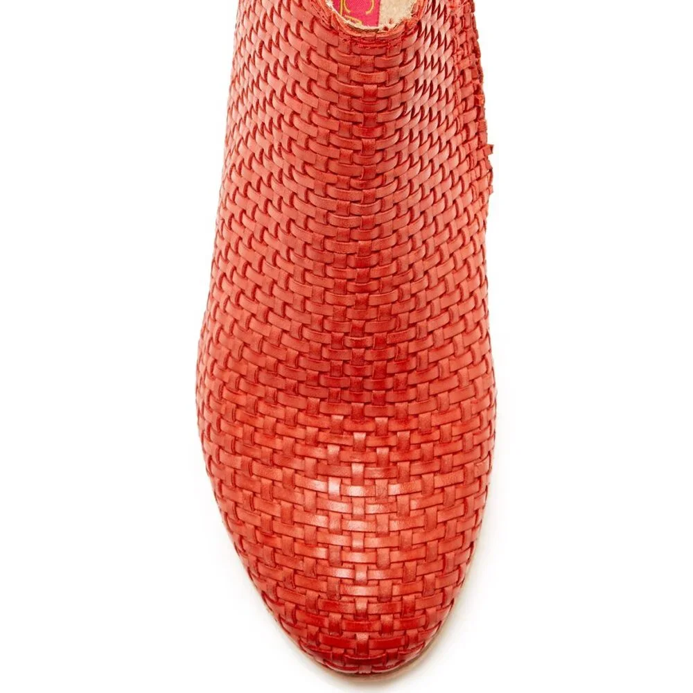 Catherine Malandrino Bootie Boot Woven Leather Women's 40 RED
